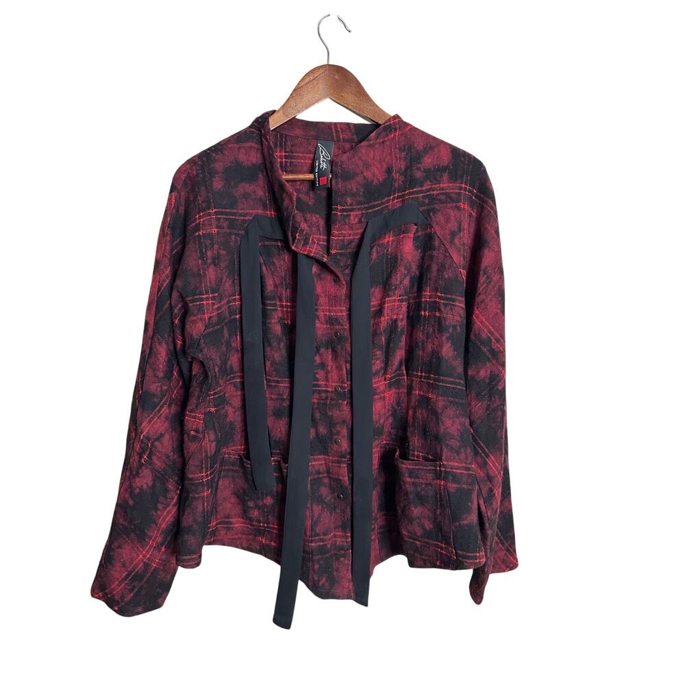 Babette SF Limited Edition Wool Jacket Size M Tie Dye Distressed Plaid